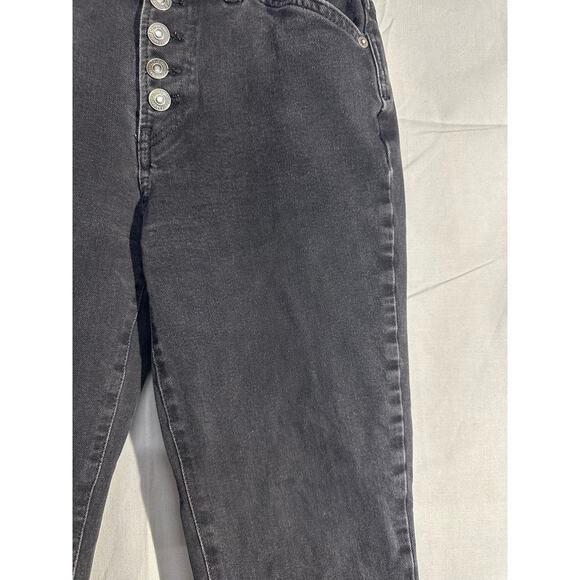 Free People Jeans Womens 25 Black Dylan High Rise Bootcut Button Fly Raw Hem - Picture 7 of 11